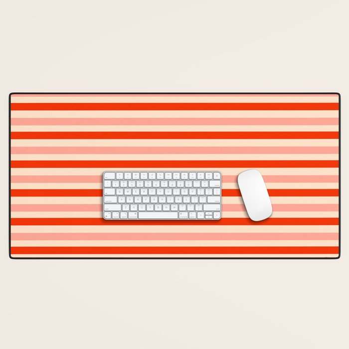 Pink, Red and Cream Stripes  Desk Mat Gallery Image 1