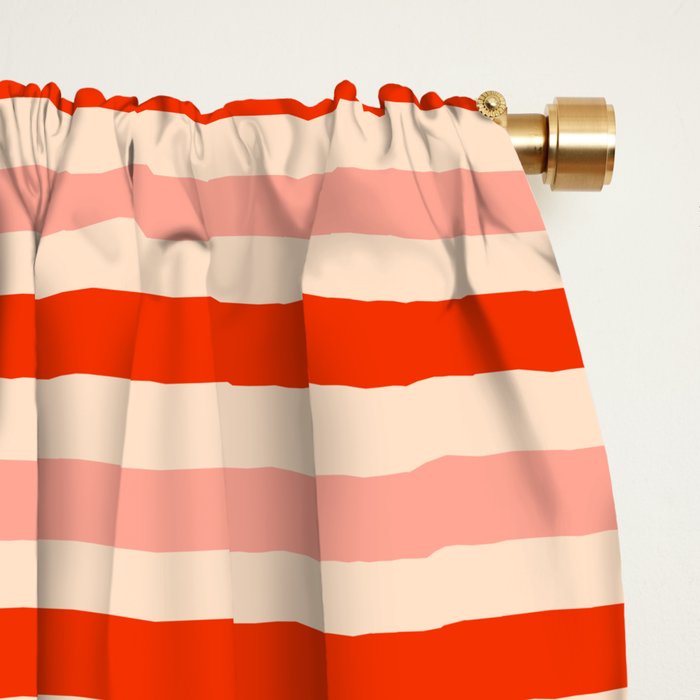 Pink, Red and Cream Stripes  Window Curtain Gallery Image 2