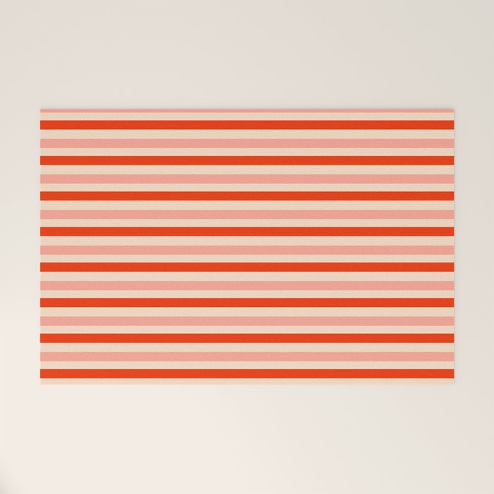 Pink, Red and Cream Stripes  Welcome Mat Gallery Image 1