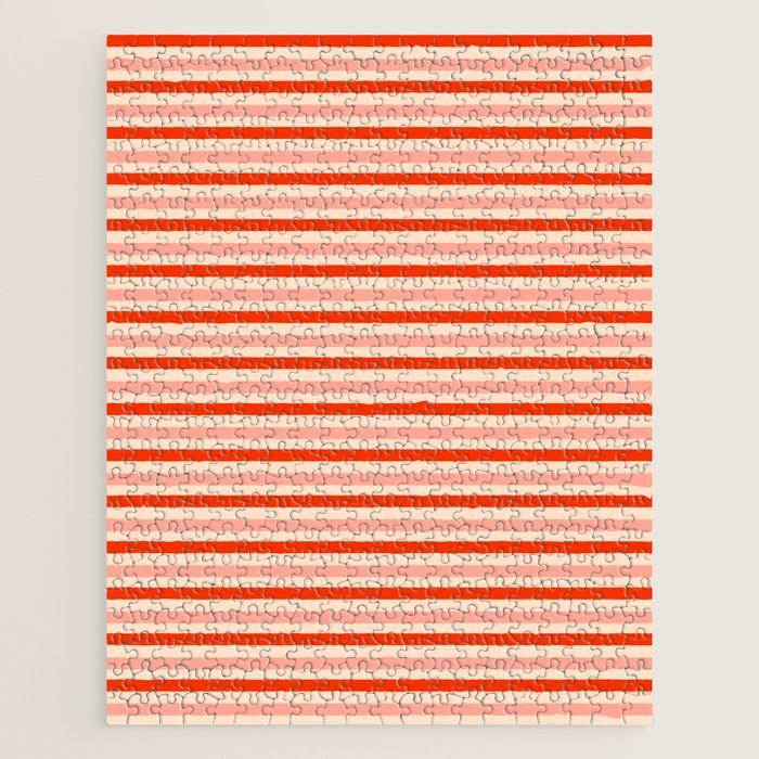 Pink, Red and Cream Stripes  Jigsaw Puzzle Gallery Image 1