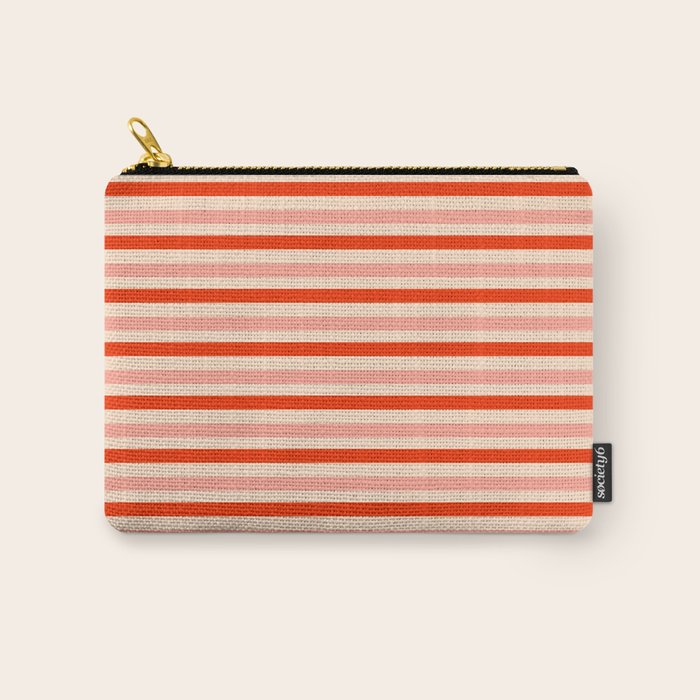 Pink, Red and Cream Stripes  Carry All Pouch Gallery Image 1