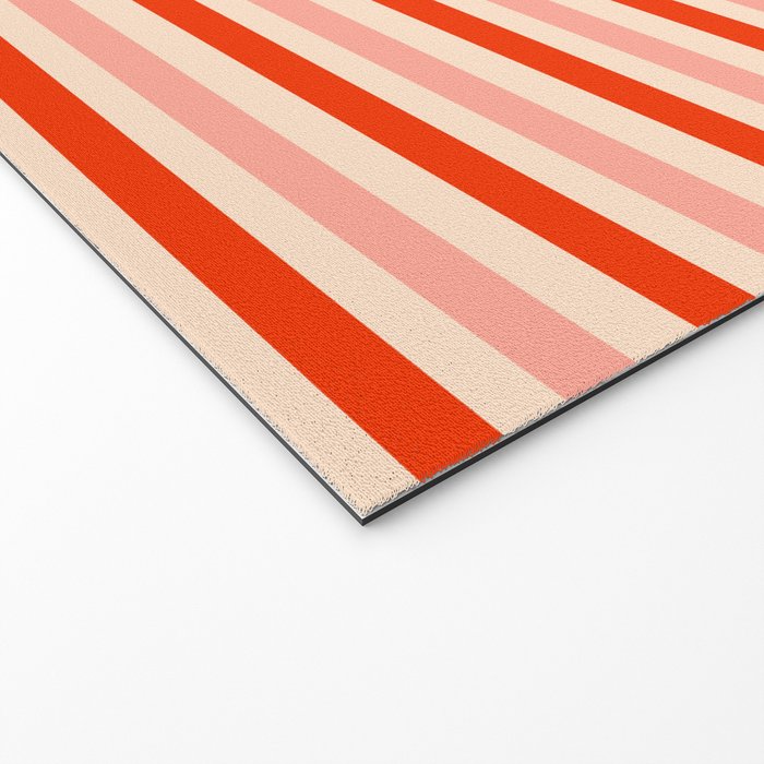 Pink, Red and Cream Stripes  Welcome Mat Gallery Image 2
