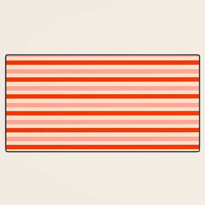 Pink, Red and Cream Stripes  Desk Mat Gallery Image 3