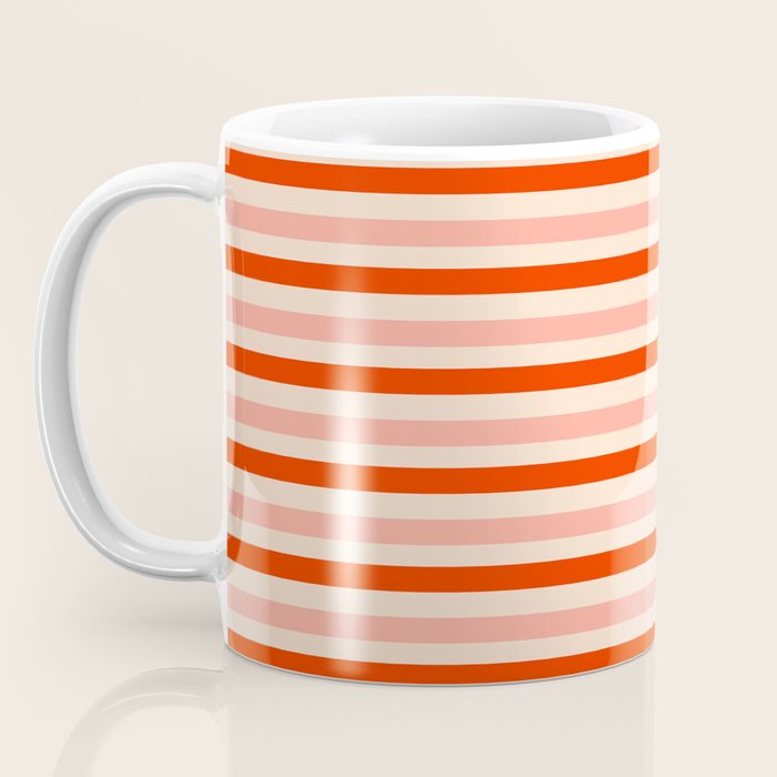 Pink, Red and Cream Stripes  Coffee Mug Gallery Image 3