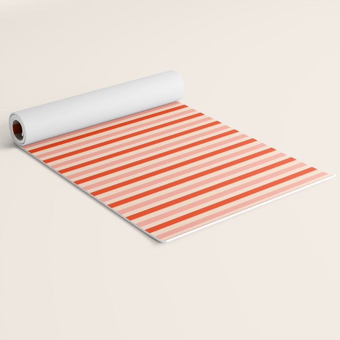 Pink, Red and Cream Stripes  Yoga Mat Gallery Image 2