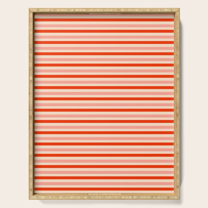 Pink, Red and Cream Stripes  Serving Tray Gallery Image 1