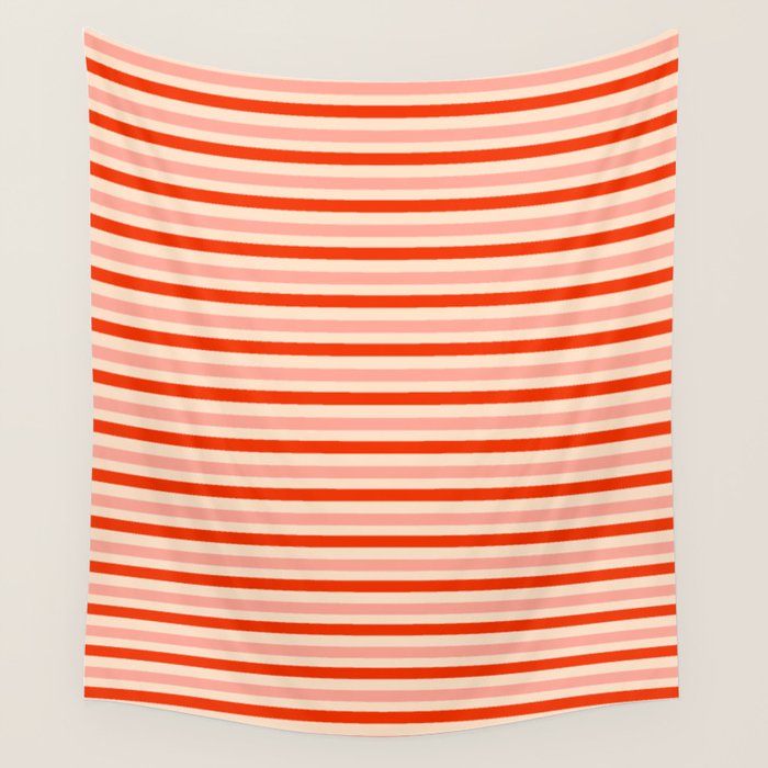 Pink, Red and Cream Stripes  Wall Tapestry Gallery Image 4