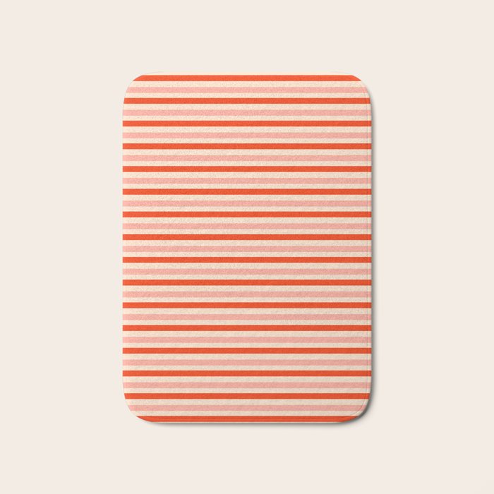 Pink, Red and Cream Stripes  Bath Mat Gallery Image 1
