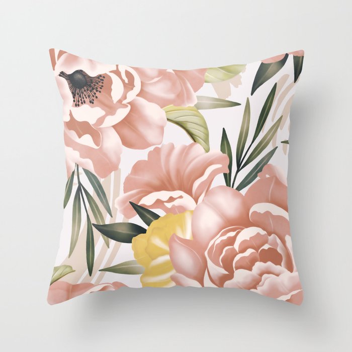 Big pink bouquet flowers S Throw Pillow Gallery Image 6
