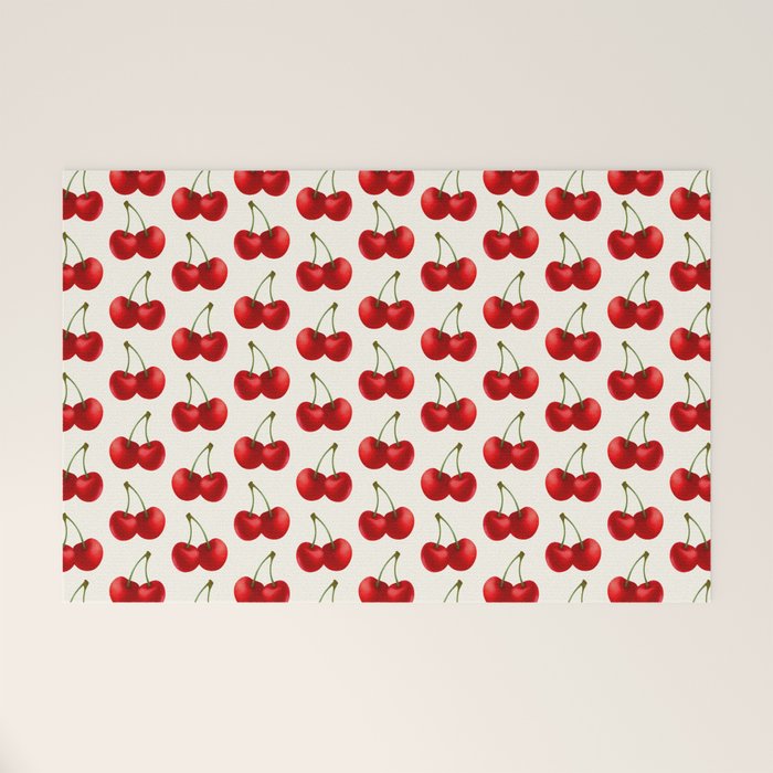 Y2K Cherries - Creme Pattern Large Welcome Mat Gallery Image 1
