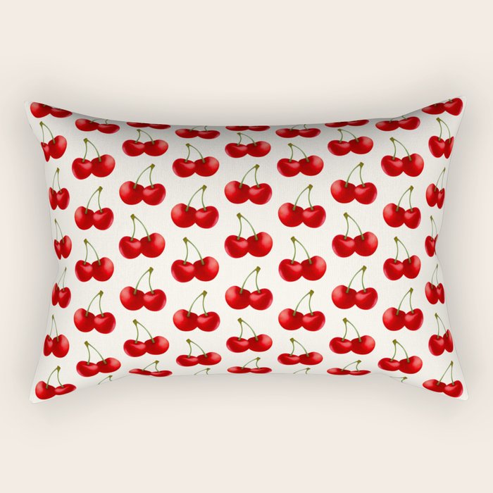 Y2K Cherries - Creme Pattern Large Rectangular Pillow Gallery Image 1