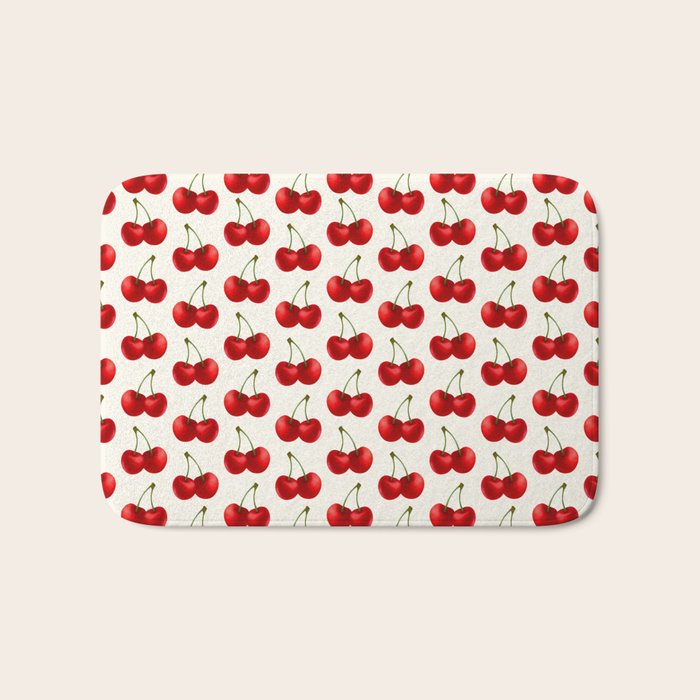 Y2K Cherries - Creme Pattern Large Bath Mat Gallery Image 1