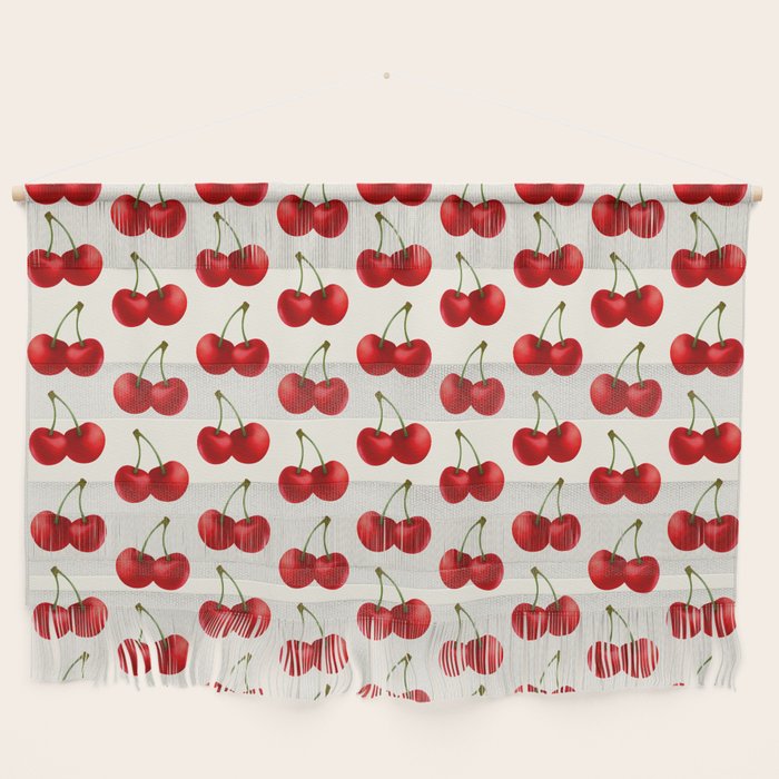 Y2K Cherries - Creme Pattern Large Wall Hanging Gallery Image 1
