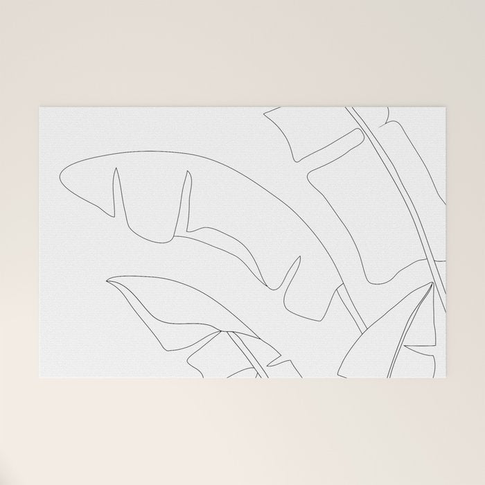 Minimal Line Art Banana Leaves Welcome Mat Gallery Image 1