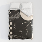 Memphis Redux New 80s Geometric Abstract Pattern in Black and Almond Cream Duvet Cover Gallery Image 6
