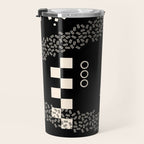 Memphis Redux New 80s Geometric Abstract Pattern in Black and Almond Cream Travel Mug Gallery Image 3