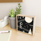 Memphis Redux New 80s Geometric Abstract Pattern in Black and Almond Cream Mini Art Print Gallery Image 2