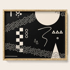 Memphis Redux New 80s Geometric Abstract Pattern in Black and Almond Cream Serving Tray Gallery Image 1