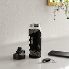 Memphis Redux New 80s Geometric Abstract Pattern in Black and Almond Cream Water Bottle Gallery Image 4