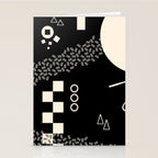 Memphis Redux New 80s Geometric Abstract Pattern in Black and Almond Cream Stationery Card Gallery Image 2