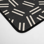 Memphis Redux New 80s Geometric Abstract Pattern in Black and Almond Cream Desk Mat Gallery Image 4