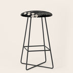 Memphis Redux New 80s Geometric Abstract Pattern in Black and Almond Cream Stool Gallery Image 1