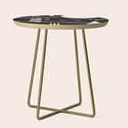 Memphis Redux New 80s Geometric Abstract Pattern in Black and Almond Cream Side Table Gallery Image 1