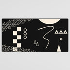 Memphis Redux New 80s Geometric Abstract Pattern in Black and Almond Cream Desk Mat Gallery Image 3