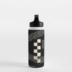 Memphis Redux New 80s Geometric Abstract Pattern in Black and Almond Cream Water Bottle Gallery Image 3