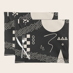 Memphis Redux New 80s Geometric Abstract Pattern in Black and Almond Cream Placemat Gallery Image 1