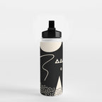 Memphis Redux New 80s Geometric Abstract Pattern in Black and Almond Cream Water Bottle Gallery Image 2