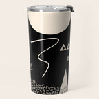 Memphis Redux New 80s Geometric Abstract Pattern in Black and Almond Cream Travel Mug Gallery Image 2