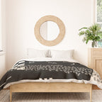 Memphis Redux New 80s Geometric Abstract Pattern in Black and Almond Cream Duvet Cover Gallery Image 3