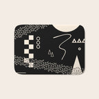 Memphis Redux New 80s Geometric Abstract Pattern in Black and Almond Cream Bath Mat Gallery Image 1