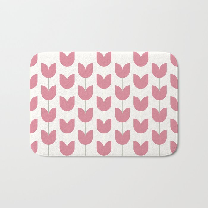 Spring Tulips VII Pink Mid Century Flowers Bath Mat Gallery Image 1