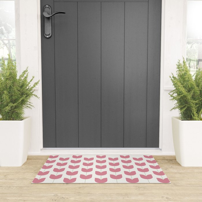 Spring Tulips VII Pink Mid Century Flowers Welcome Mat Gallery Image 3
