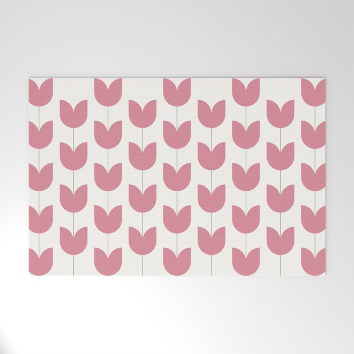Spring Tulips VII Pink Mid Century Flowers Welcome Mat Gallery Image 1