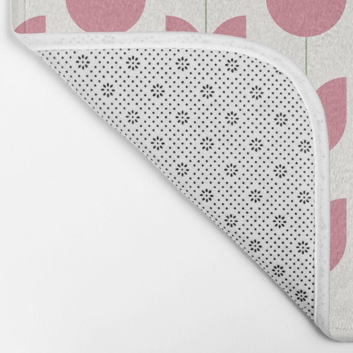 Spring Tulips VII Pink Mid Century Flowers Bath Mat Gallery Image 2