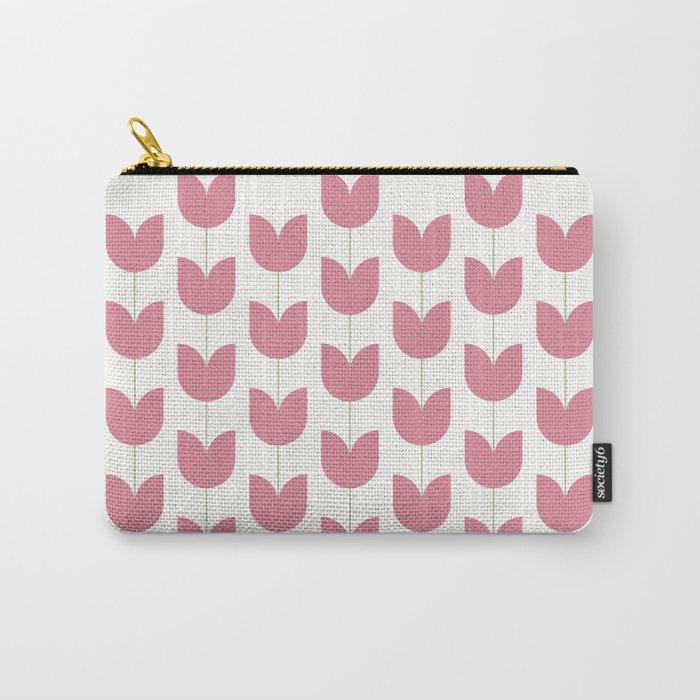 Spring Tulips VII Pink Mid Century Flowers Carry All Pouch Gallery Image 1