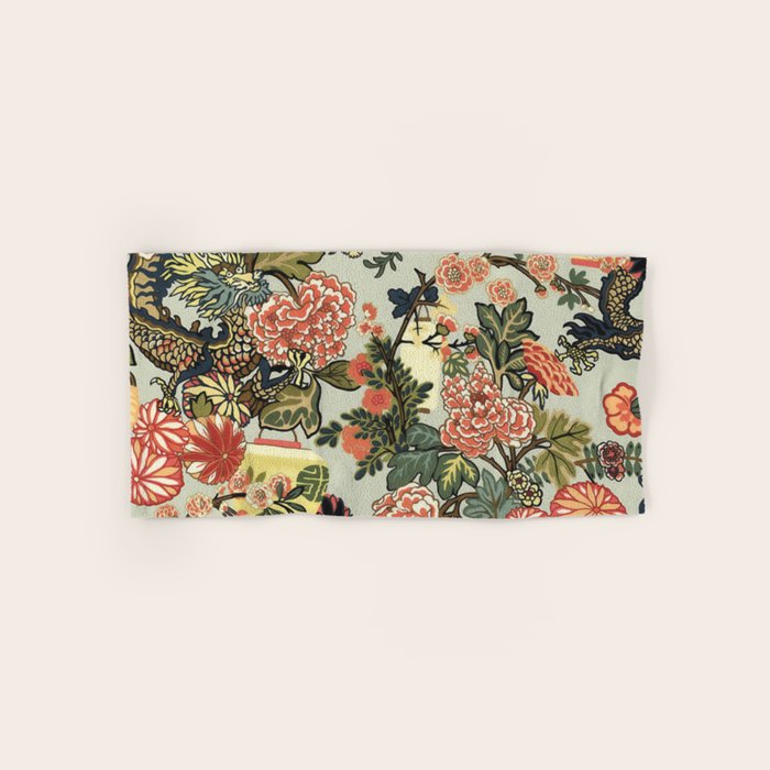 Chinese Dragon Vintage Floral Pattern Bath Towel Gallery Image 1