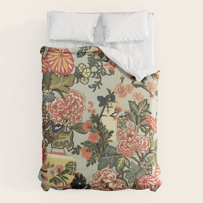 Chinese Dragon Vintage Floral Pattern Duvet Cover Gallery Image 6