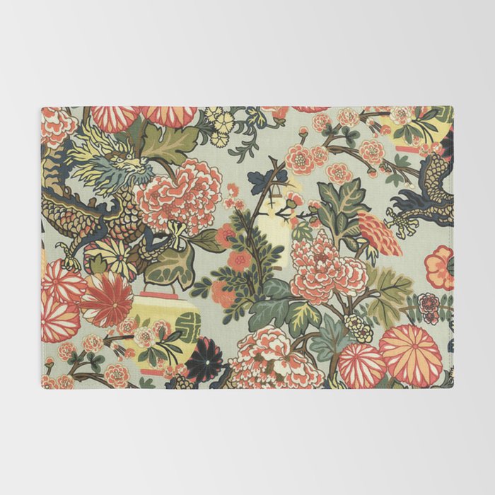 Chinese Dragon Vintage Floral Pattern Rug Gallery Image 2