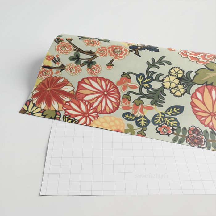 Chinese Dragon Vintage Floral Pattern Wrapping Paper Gallery Image 2