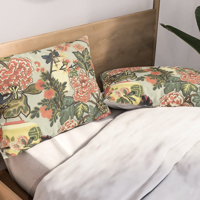 Chinese Dragon Vintage Floral Pattern Pillow Sham Gallery Image 2