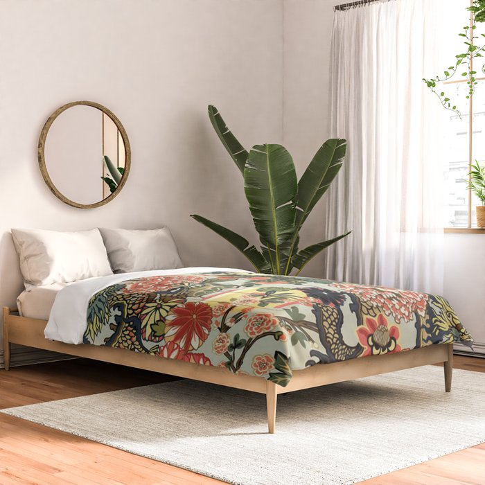 Chinese Dragon Vintage Floral Pattern Comforter Gallery Image 2