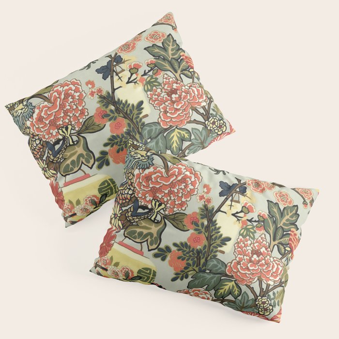 Chinese Dragon Vintage Floral Pattern Pillow Sham Gallery Image 1