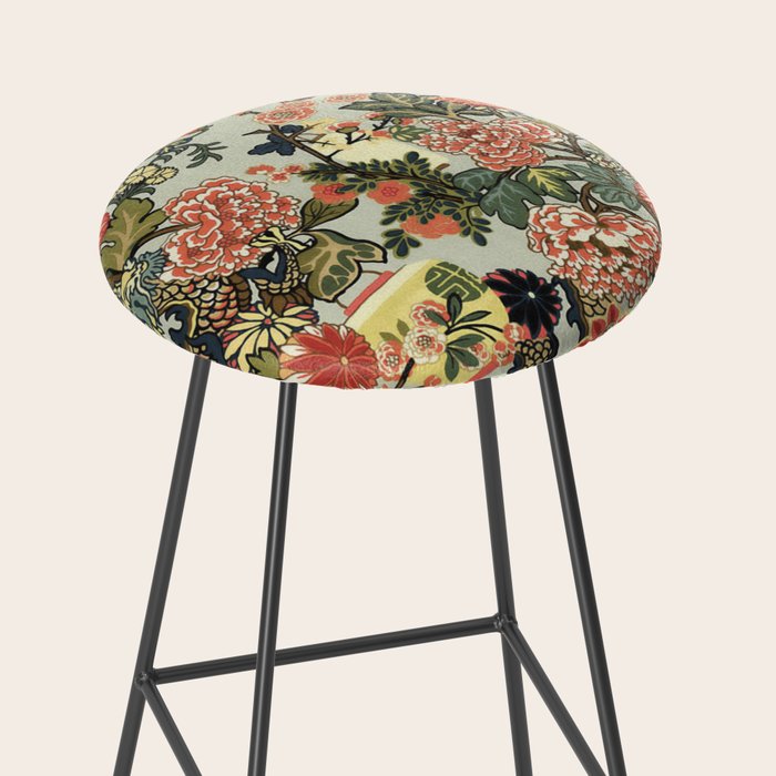 Chinese Dragon Vintage Floral Pattern Stool Gallery Image 2