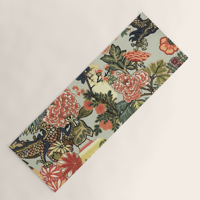 Chinese Dragon Vintage Floral Pattern Yoga Mat Gallery Image 1
