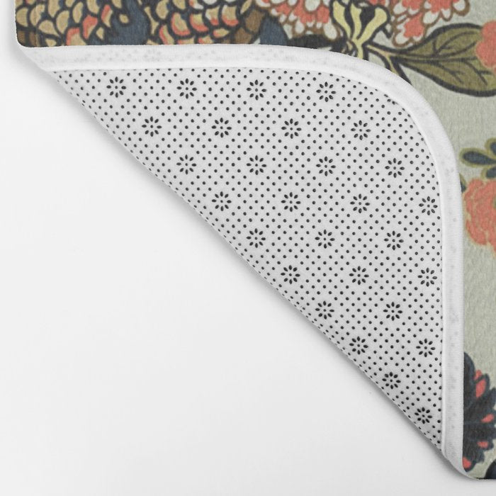 Chinese Dragon Vintage Floral Pattern Bath Mat Gallery Image 2