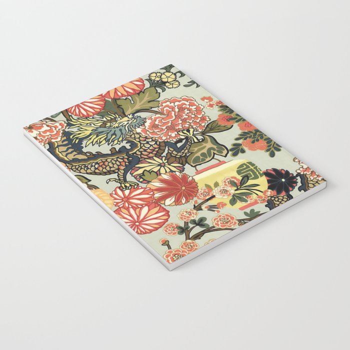 Chinese Dragon Vintage Floral Pattern Notebook Gallery Image 3